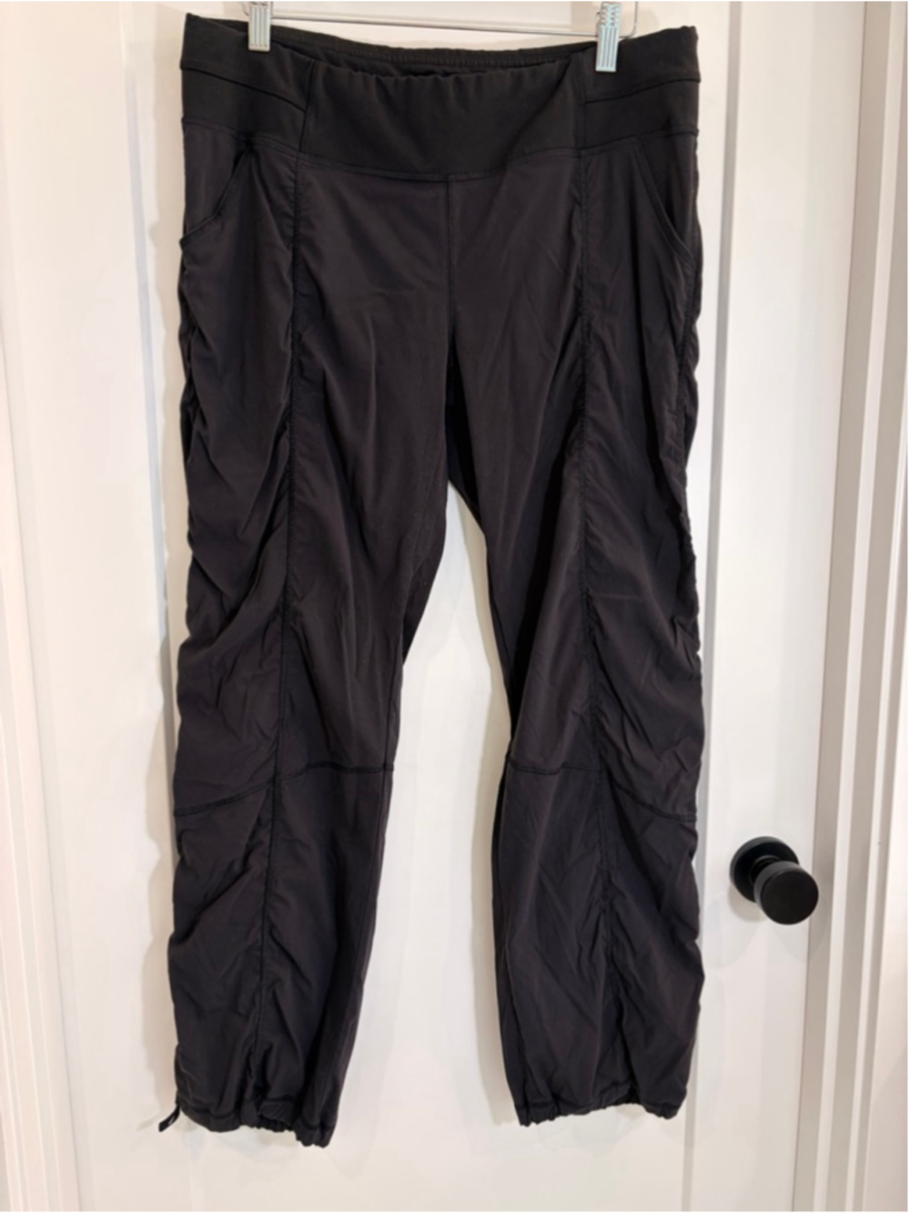 Lucy Black Dance Studio Style Pants Cinch Leg Ruched Cargo Large